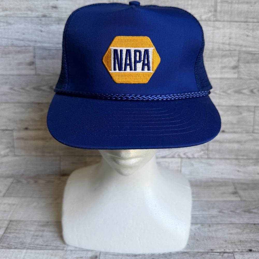 90s Nissin Nissun Cap NAPA Car Parts Logo Blue Snapback Trucker Hat New NOSโ